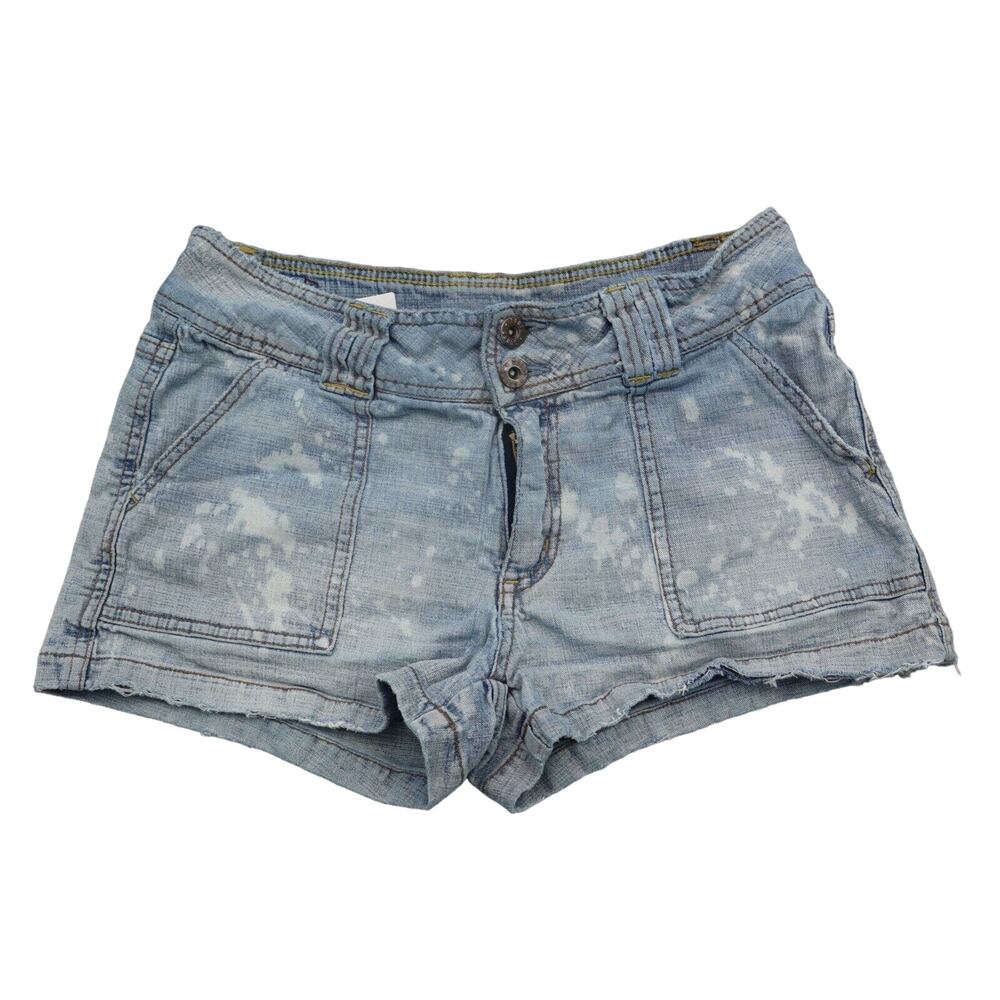 Bongo Shorts Womens 11 Blue Denim Flat Front High Waist Cut Off Pockets Jeans